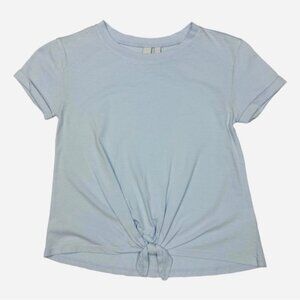 Zella Short Sleeve Front Knot Shirt Blue Size M